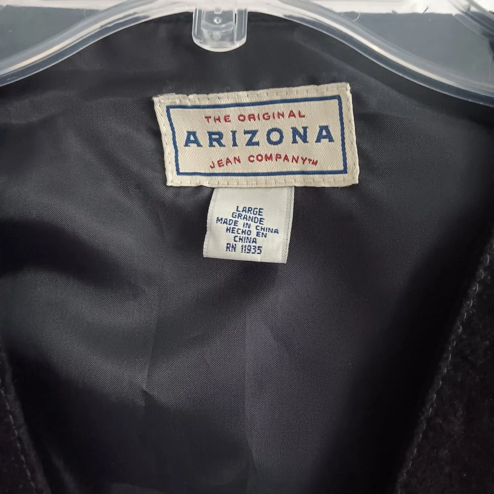 Arizona Jean Co Leather Vest Mens Large Black Suede Front Western Biker - Picture 2 of 6